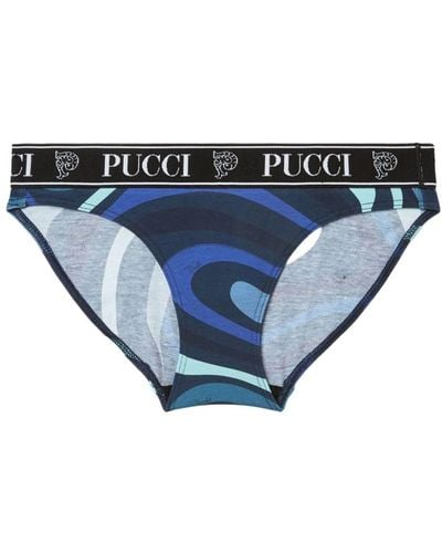 Emilio Pucci Logo-print Cotton Briefs (set Of Three) - Blue