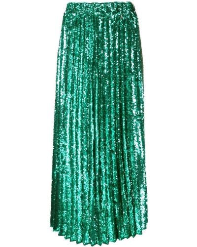 Patrizia Pepe Sequin-embellished Plissé Skirt - Green