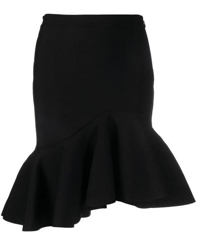 Alexander McQueen Asymmetric Peplum Skirt - Black