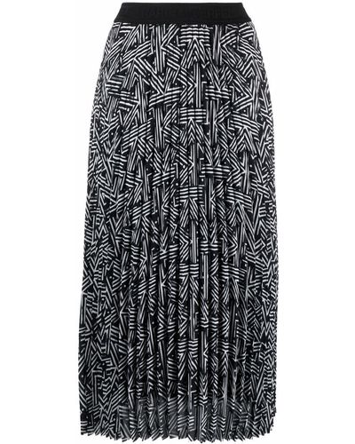 Karl Lagerfeld Monogram Pleated Skirt - Black