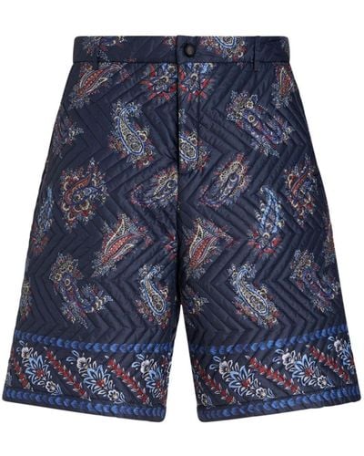 Etro Paisley-print Quilted Bermuda Shorts - Blue