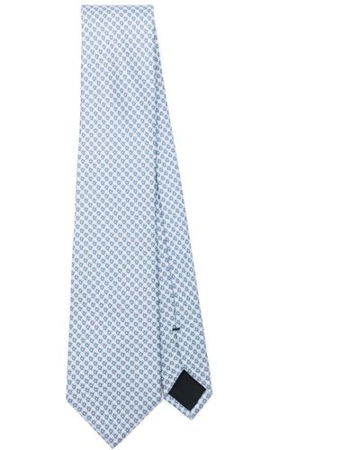 Brioni Geometric-jacquard Silk Tie - Blue