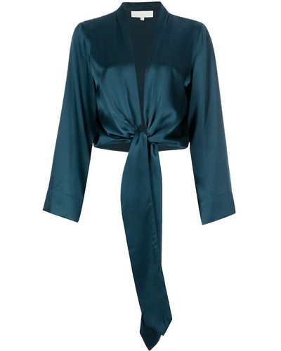 Michelle Mason Long Sleeved Tie-waist Blouse - Blue