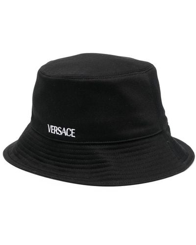 Versace Sombrero de pescador con logo estampado - Negro