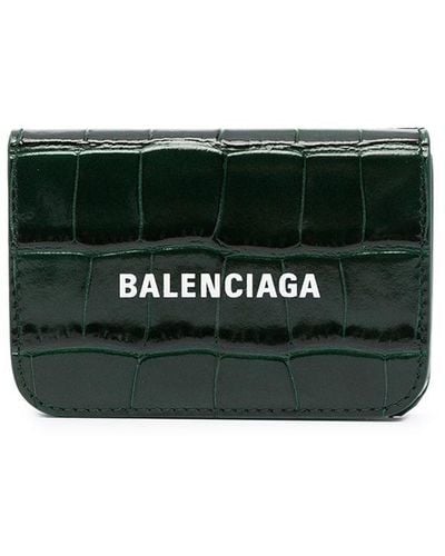 Balenciaga Portemonnaie in Kroko-Optik - Grün