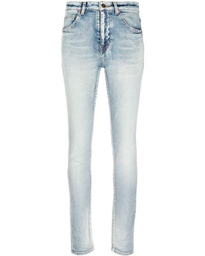 Saint Laurent Jeans skinny a vita bassa - Blu