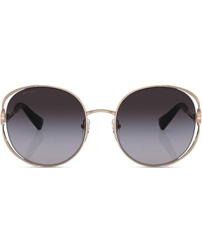 BVLGARI Sonnenbrille mit rundem Gestell - Braun