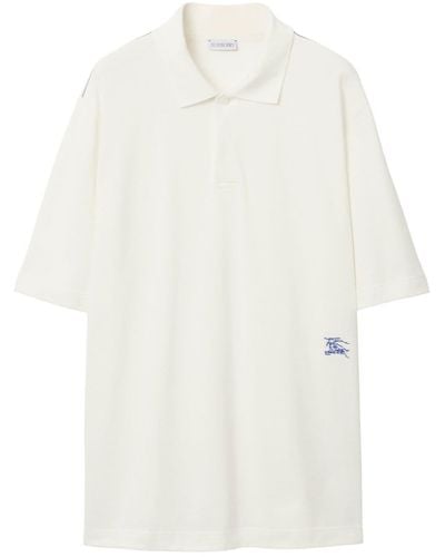 Burberry Equestrian Knight-embroidered Cotton Polo Shirt - White