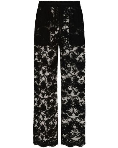Dolce & Gabbana Wide-leg Floral-lace Trousers - Black