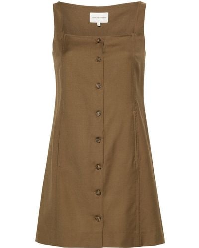 Loulou Studio Short Buttoned Dress - Brown