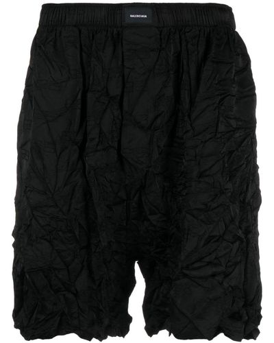 Balenciaga Crease-effect Pyjama Shorts - Black
