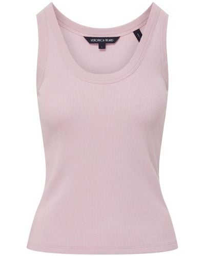 Veronica Beard Birke Fine-ribbed Tank Top - Pink