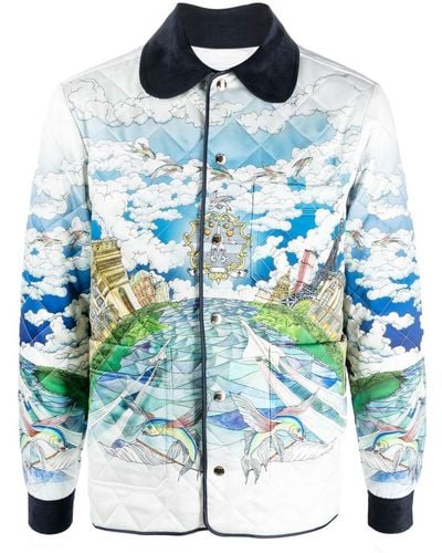 Casablancabrand Graphic-print Quilted Jacket - Men's - Cotton/polyester - Blue