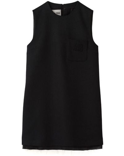 Miu Miu Sleeveless Wool Minidress - Black