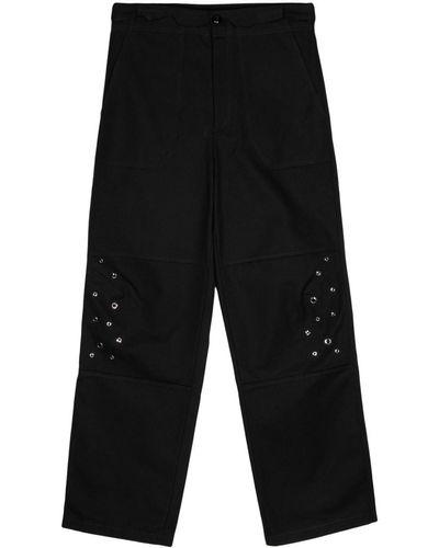 NAMACHEKO Pantalones anchos con detalle de ojales - Negro