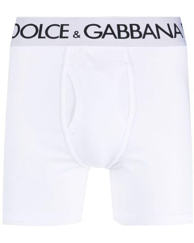 Dolce & Gabbana Logo-waistband Stretch-cotton Boxers - White
