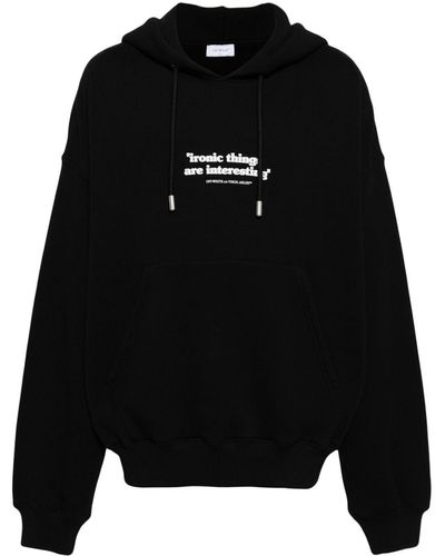 Off-White c/o Virgil Abloh Ironic Quote Cotton Hoodie - Black