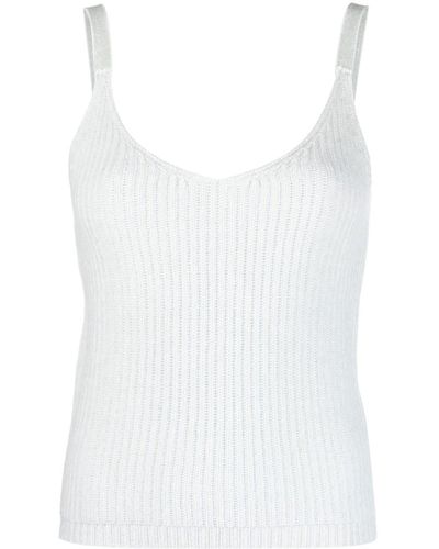 Allude Ribbed-knit Cashmere Top - White