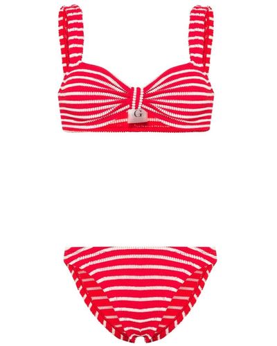 Hunza G Bonnie Bikini mit Streifen - Rot