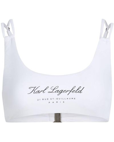 Karl Lagerfeld Top de bikini Hotel Karl tipo bandeau - Blanco