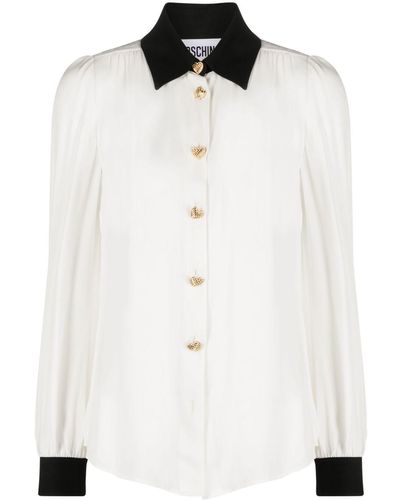 Moschino Camisa con cuello italiano - Blanco