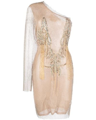 Genny Mesh Rhinestone-embellished Dress - Natural