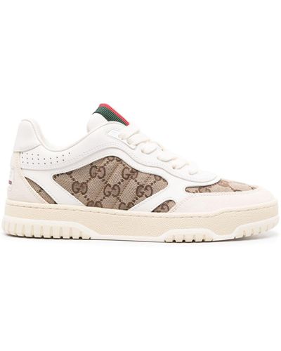Gucci Re-web Panelled Trainers - Natural