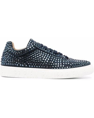 Philipp Plein Rhinestone Lace-up Sneakers - Blue