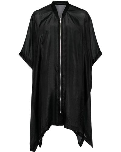 Rick Owens Asymmetric Silk-habotai Coat - Black