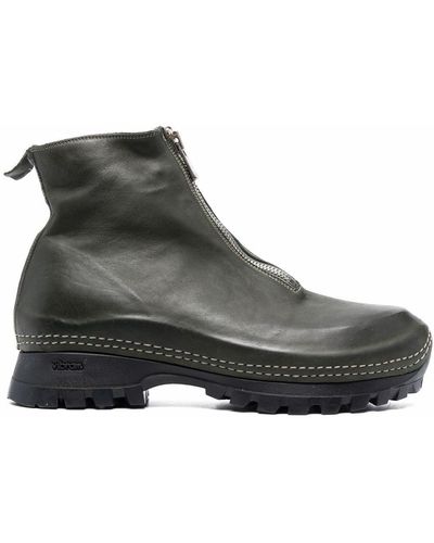 Guidi Zipped Leather Ankle Boots - Green