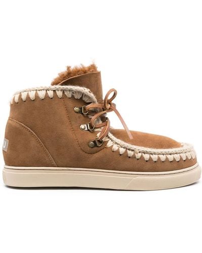 Mou Sheepskin Ankle Boots - Brown