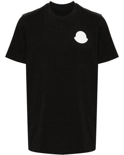 Moncler T-shirt en coton à patch logo - Noir