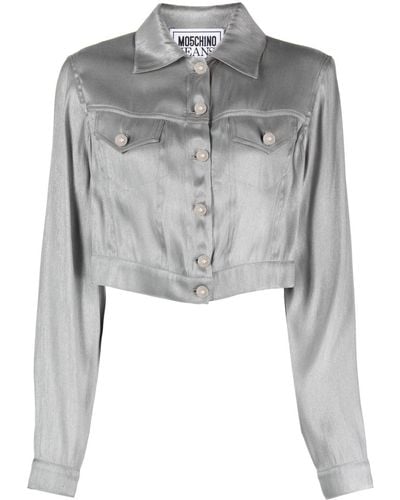 Moschino Jeans Button-up Cropped Jacket - Gray