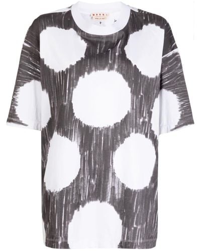 Marni Painterly Polka Dot-print Cotton T-shirt - Metallic