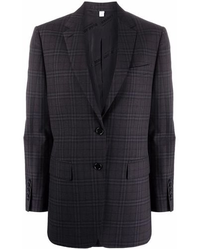 Burberry Check Pattern Blazer Jacket - Black