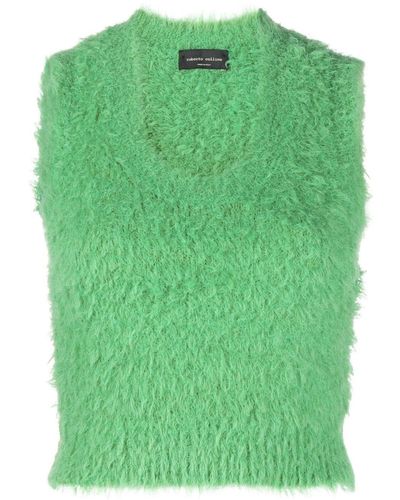 Roberto Collina Textured Cropped Tank Top - Green