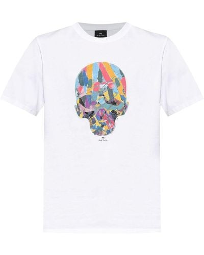PS by Paul Smith T-Shirt mit Totenkopf-Print - Weiß