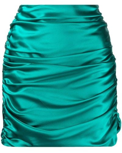 Michelle Mason Silk Gathered Mini Skirt - Blue