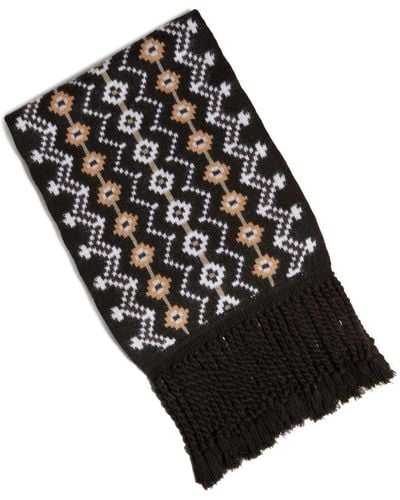 Khaite The Lance Patterned Intarsia-knit Scarf - Black