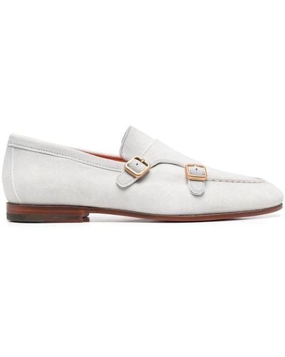 Santoni Buckled Monk Shoes - White