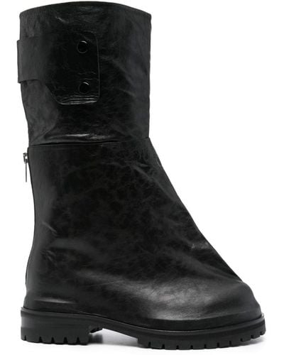 424 Marathon Overlay Leather Boots - Black