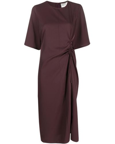Gestuz Ruched Round-neck Midi Dress - Purple