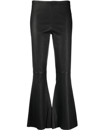 By Malene Birger Elasticated-waist Leather Flared Trousers - Black