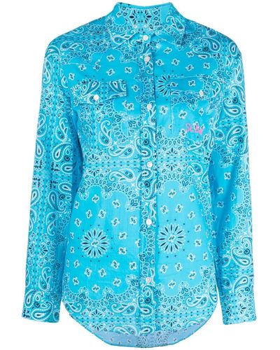 Mc2 Saint Barth Paisley-print Long-sleeve Shirt - Blue