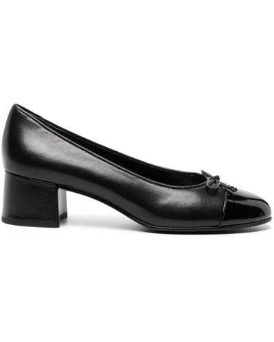 Tory Burch 45mm Cap-toe Leather Court Shoes - Black