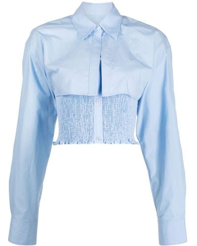 Alexander Wang Twinset Layered Smocked Shirt - Blue