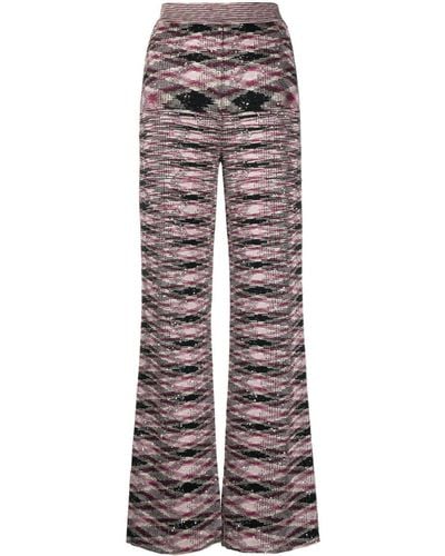 Missoni Patterned Intarsia-knit Flared Trousers - Grey