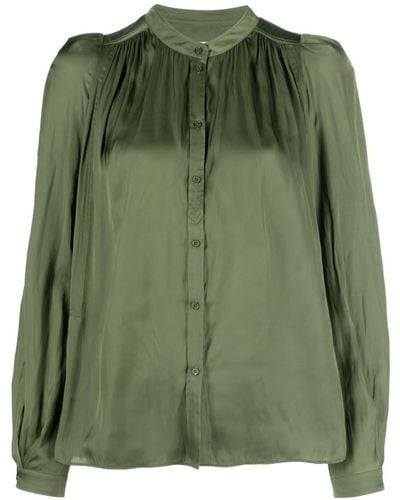 Zadig & Voltaire Tchin Satin-finish Ruched-detailed Shirt - Green