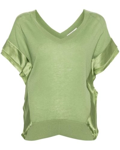 Dorothee Schumacher Glossy-appliqué Short-sleeved Knitted Top - Green