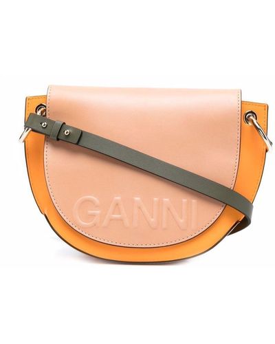 Ganni Recycled-leather Saddle Bag - Orange